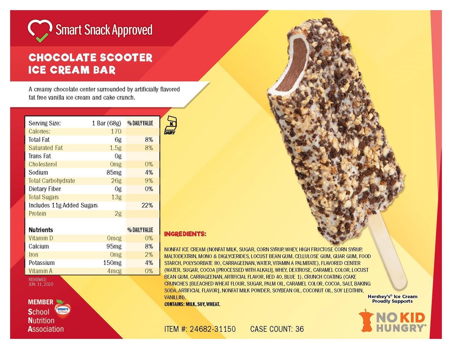  CHOCOLATE SCOOTER ICE CREAM BAR see link for pdf nutritional values